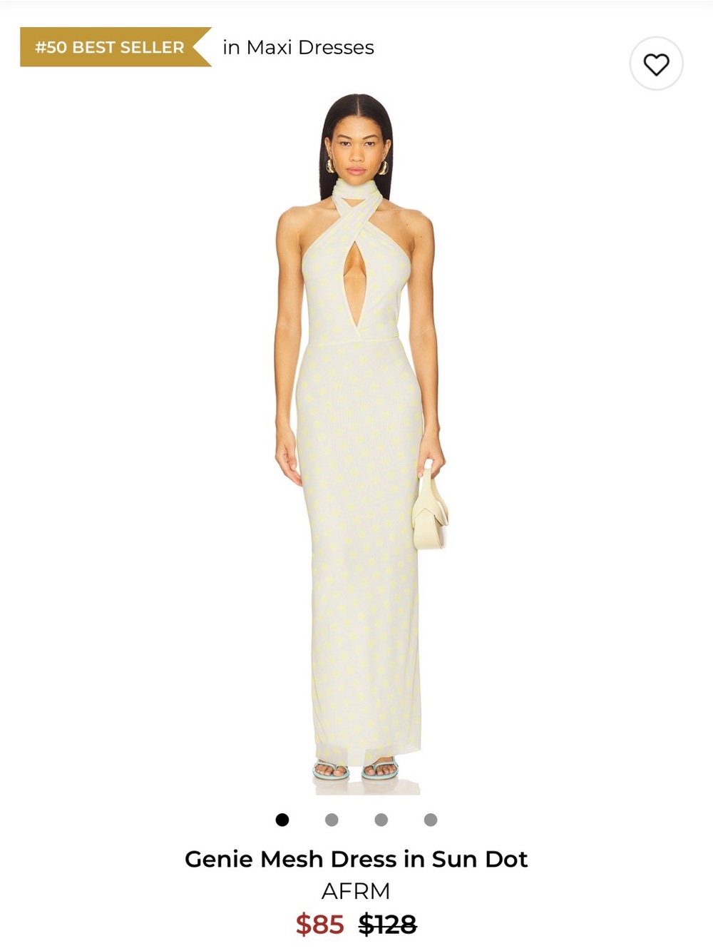 AFRM Crisscross Halter Maxi Dress in Yellow and Cream